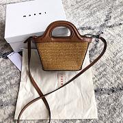 Marni Tropical Summer Micro raffia brown tote - 15*11*10CM - 3