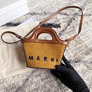 Marni Tropical Summer Micro raffia brown tote - 15*11*10CM - 4