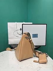 Prada Triangle leather shoulder bag Sand Beige - 26x14x12cm - 5