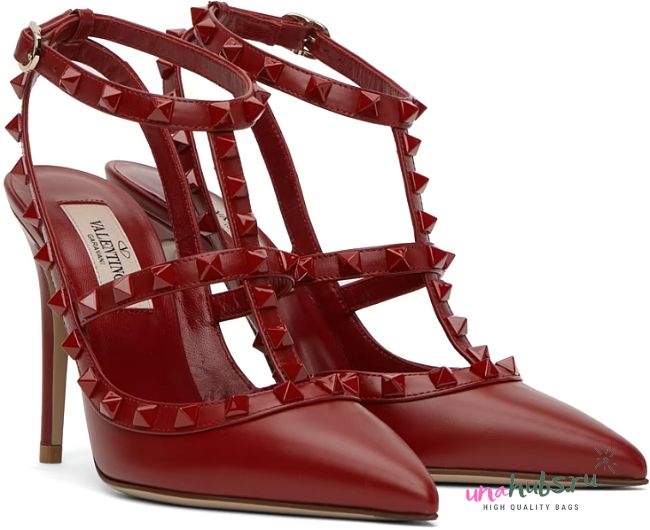 Valentino Garavani Red Caged Rockstud Heels - 1