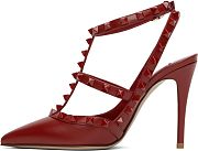 Valentino Garavani Red Caged Rockstud Heels - 3