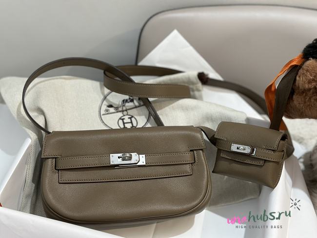 	 Hermes Kelly Moove Swift Grey Color - 17cm - 1