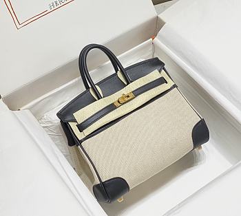 Hermes Birkin handbags 25 cm H beige canvas and swift leather