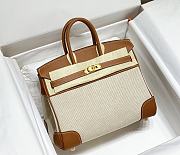 Hermes Birkin handbags 25 cm H beige canvas and swift leather - 3