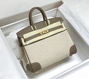 Hermes Birkin handbags 25 cm H beige canvas and swift leather - 2