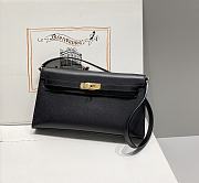 	 Hermes Kelly Wallet Togo Epsom Etoupe GHW Black -27x15x5cm - 2