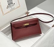 	 Hermes Kelly Wallet Togo Epsom Etoupe GHW Burgundy  -27x15x5cm - 1