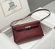 	 Hermes Kelly Wallet Togo Epsom Etoupe GHW Burgundy  -27x15x5cm - 2