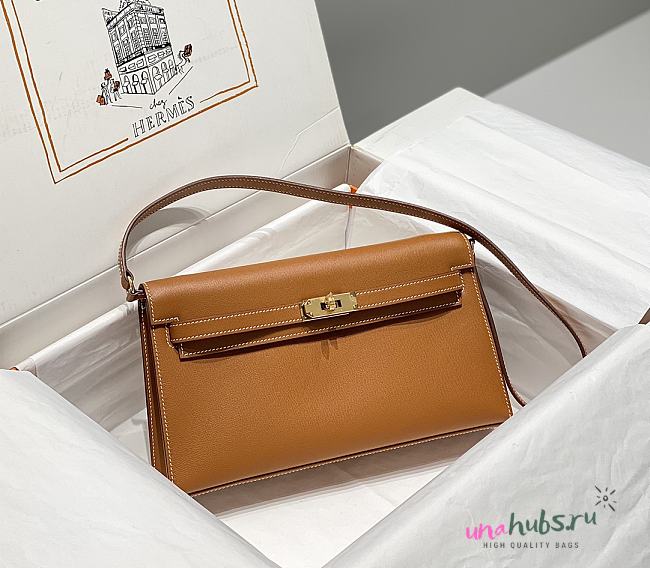 	 Hermes Kelly Wallet Togo Epsom Etoupe GHW Brown -27x15x5cm - 1