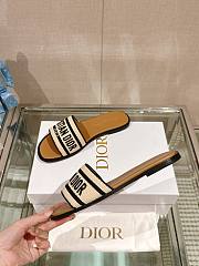 Dior Dway Slide Natural Raffia and Black Embroidered Cotton - 3