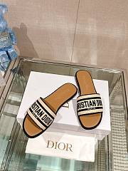 Dior Dway Slide Natural Raffia and Black Embroidered Cotton - 4