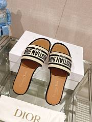 Dior Dway Slide Natural Raffia and Black Embroidered Cotton - 6