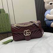 Gucci Marmont Burgundy Flap Shoulder Bag - 26x13x6cm - 1