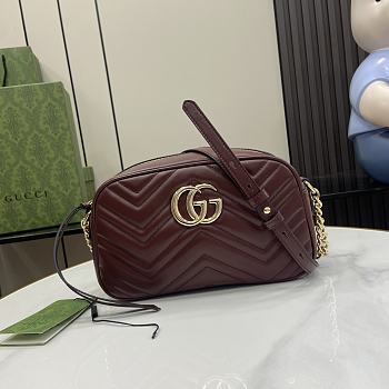 	 Gucci Marmont Burgundy Shoulder Bag - 13x24x7cm