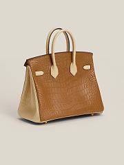 	 Hermes Matte Crocodile Birkin Brown&Cream 25cm Bag - 6