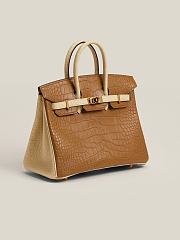 	 Hermes Matte Crocodile Birkin Brown&Cream 25cm Bag - 5