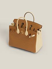 	 Hermes Matte Crocodile Birkin Brown&Cream 25cm Bag - 3