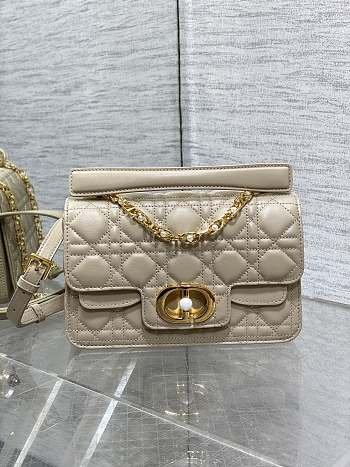 Dior Jolie Top Handle Bag In Beige - 22x8x14cm