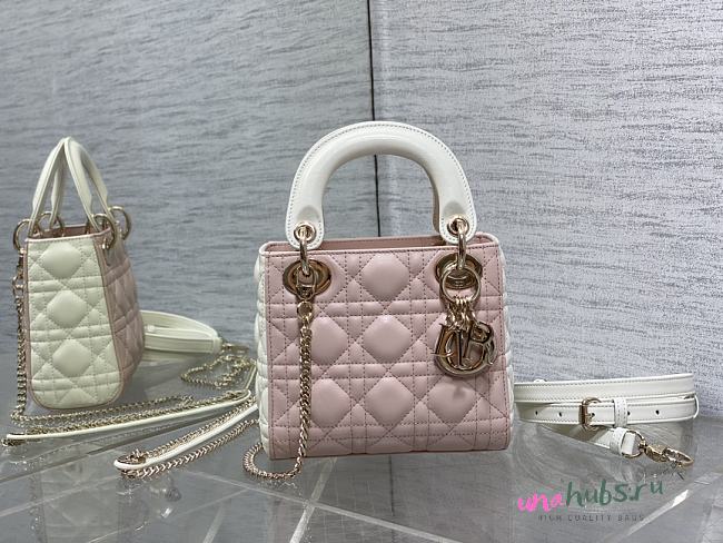 Dior Lady Two-Toned Mini Bag Pink&White - 17x7x15cm - 1