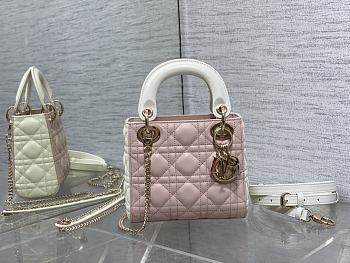 Dior Lady Two-Toned Mini Bag Pink&White - 17x7x15cm