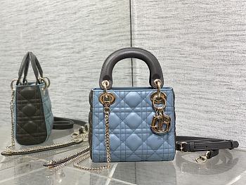 	 Dior Lady Two-Toned Mini Bag Grey&Blue - 17x7x15cm
