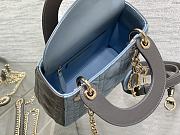 	 Dior Lady Two-Toned Mini Bag Grey&Blue - 17x7x15cm - 4