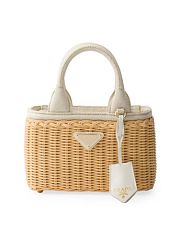 Prada Woven Fabric and Linen Blend Mini Tote Bag - W26cm x H12cm x D9cm - 1