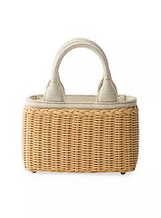 Prada Woven Fabric and Linen Blend Mini Tote Bag - W26cm x H12cm x D9cm - 3