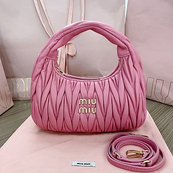 	 Miu Miu Wander Matelasse Nappa Leather pink Hobo Bag - 20x17x6cm