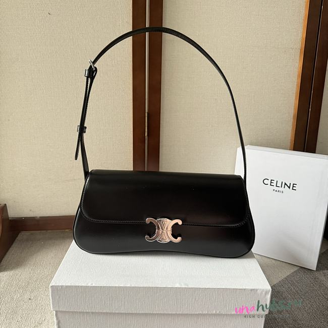 CELINE MEDIUM LOLA BAG IN SHINY CALFSKIN BLACK - 28x12×5cm - 1