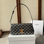 CELINE MEDIUM LOLA BAG IN TRIOMPHE CANVAS TWO-TONE BLACK -28x12×5cm - 1