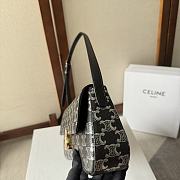 CELINE MEDIUM LOLA BAG IN TRIOMPHE CANVAS TWO-TONE BLACK -28x12×5cm - 5