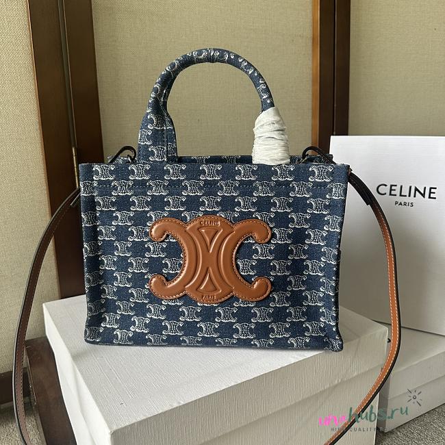 Celine Cabas Triomphe Blue Tote - 25.5x18.5x12cm - 1