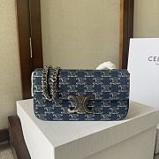 CELINE CHAIN SHOULDER BAG CLAUDE IN DENIM WITH TRIOMPHE DENIM- 20.5x10.5x4cm - 1