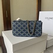 CELINE CHAIN SHOULDER BAG CLAUDE IN DENIM WITH TRIOMPHE DENIM- 20.5x10.5x4cm - 2