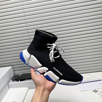 BALENCIAGA SPEED LACE-UP SNEAKER IN BLACK/BLUE