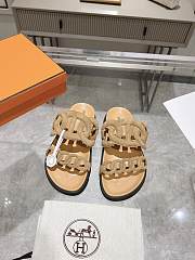 Hermes Extra Suede Brown Sandals - 1