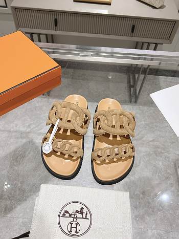 Hermes Extra Suede Brown Sandals