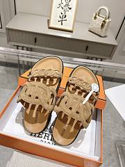 Hermes Extra Suede Brown Sandals - 4