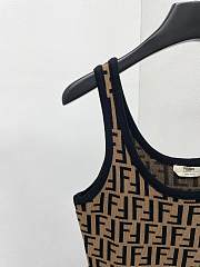 Fendi Brown Zucca Patterned Knit Sleeveless Bodycon Dress - 3