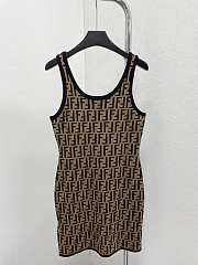 Fendi Brown Zucca Patterned Knit Sleeveless Bodycon Dress - 4