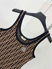 Fendi Brown Zucca Patterned Knit Sleeveless Bodycon Dress - 5