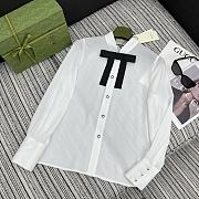 Gucci White With Black Ribbon Shirt - 1