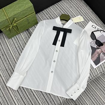 Gucci White With Black Ribbon Shirt