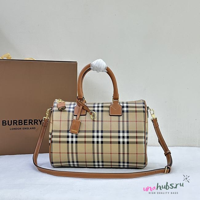 Burberry Top Handle Travel Checked Bag - 30 x 15 x 21CM - 1