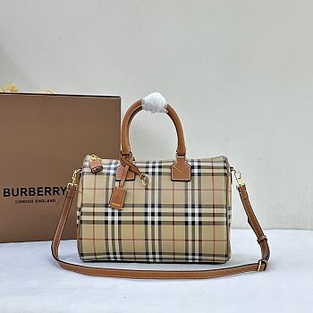 Burberry Top Handle Travel Checked Bag - 30 x 15 x 21CM