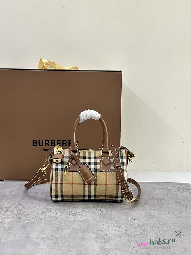 	 Burberry Top Handle Travel Checked Bag - 18.5 x 11 x 12CM - 1