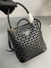 Prada Panier Leather Mini Bag Cut off Motif Black - 18×17×10.5 CM - 6