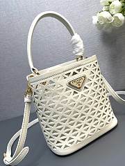 	 Prada Panier Leather Mini Bag Cut off Motif White - 18×17×10.5 CM - 5