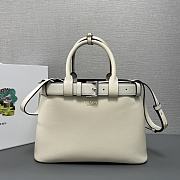 	 Prada Leather Bucket Top Handle Bag In White -32x23x11cm - 1